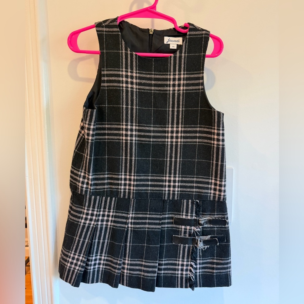 Jacadi Black and White Plaid Dress